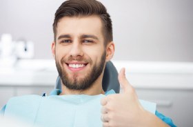 man happy at dentist